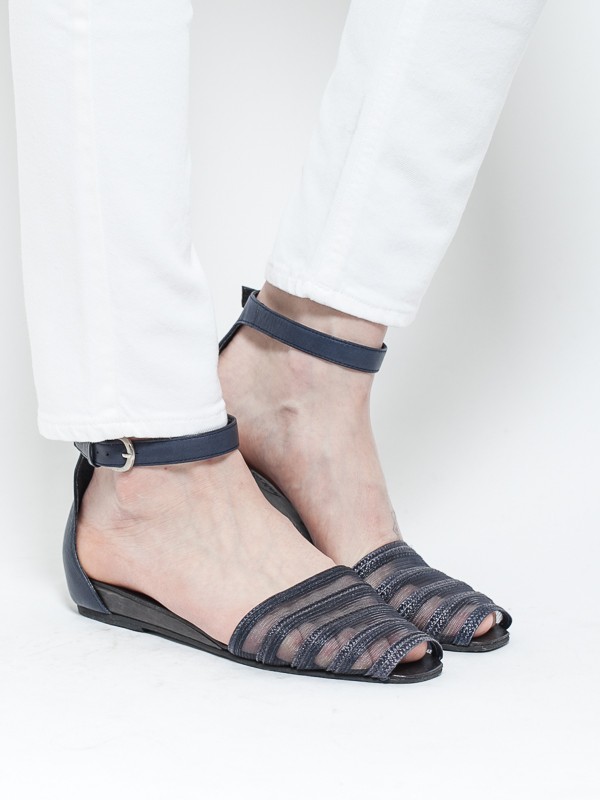 Rachel Comey Faye Straw Sandals Navy