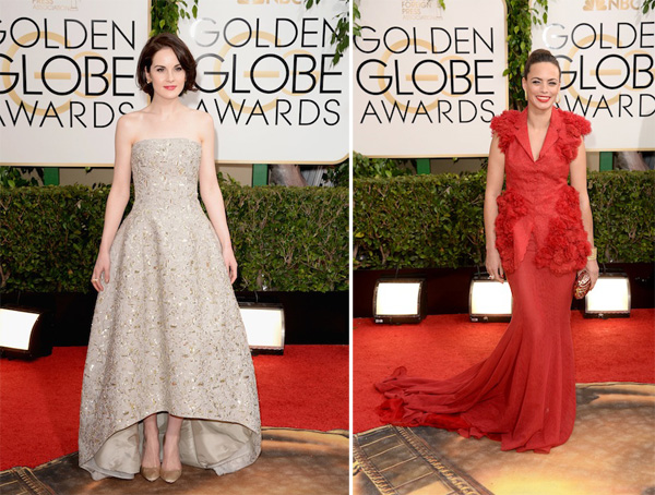 Michelle Dockery in Oscar de la Renta, Berenice Bejo in Giambattista Valli Golden Globes 2014