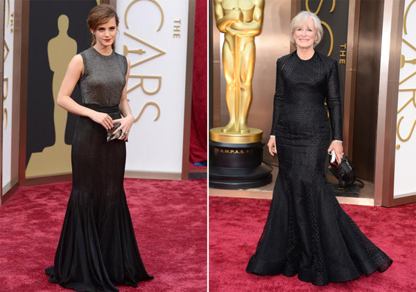 Emma Watson in Vera Wang & Glenn Close in Zac Posen Oscars 2014