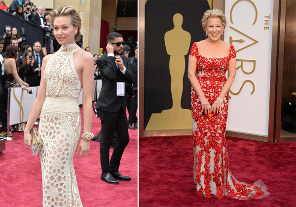 Portia de Rossi in Naeem Khan & Bette Midler in Reem Acra Oscars 2014