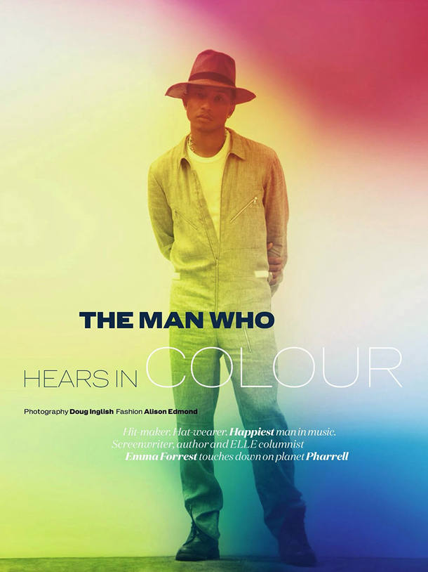 Pharrell Williams The Man Who Hears in Colour for Elle UK July 2014