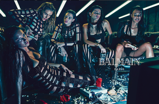 Adriana Lima, Joan Smalls, Rosie Huntington-Whiteley, Isabeli Fontana, and Crista Cober for Balmain Spring Summer 2015