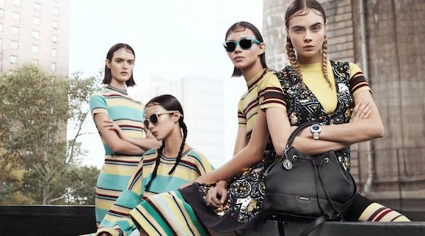 Cara Delevingne, Binx Winton, Xiao Wen Ju, & Sam Rollinson for DKNY Spring 2015