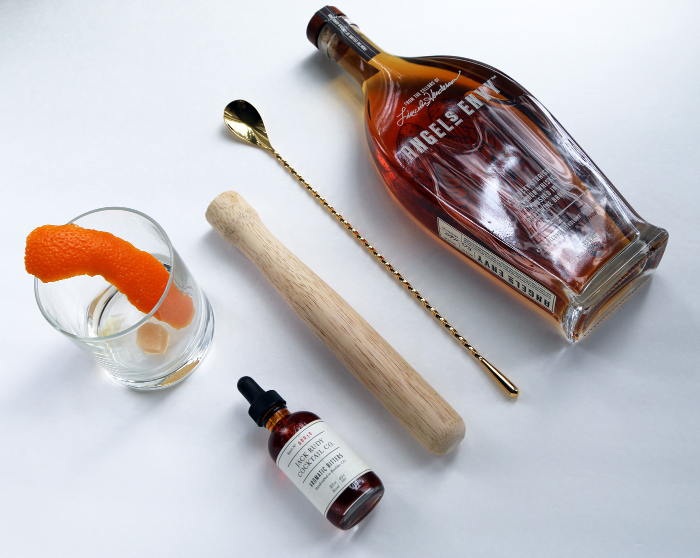 Old Fashioned Cocktail Flat Lay