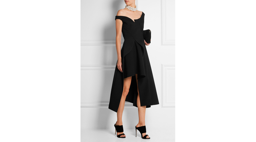 Stella McCartney Reily Cutaway Embellished Wool Blend Crepe Midi Dress