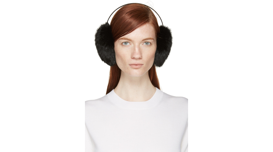 Meteo by Yves Salomon Black Rabbit Fur Earmuffs, $50