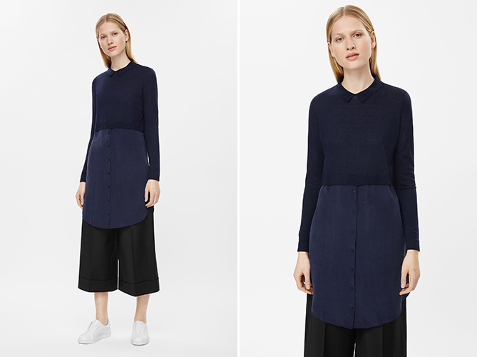 cos Merino Wool Silk Shirt Dress