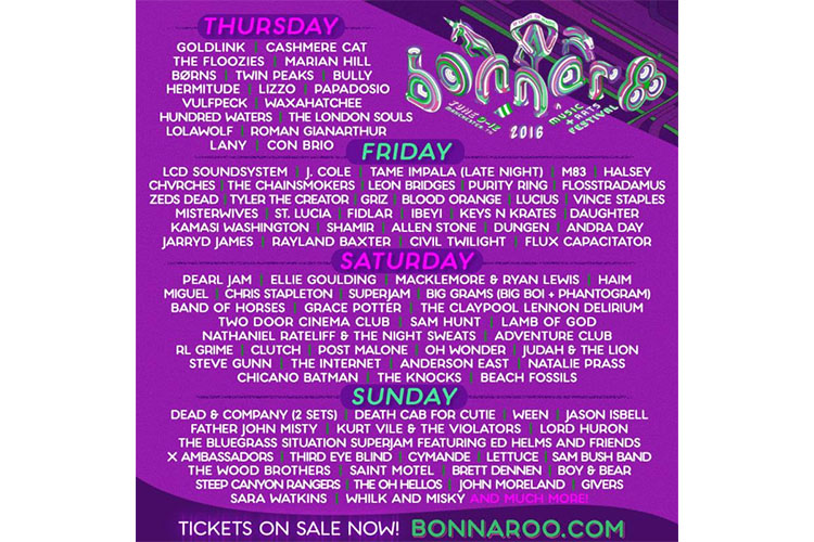 Bonnaroo Music Festival 2015 Official Line Up 