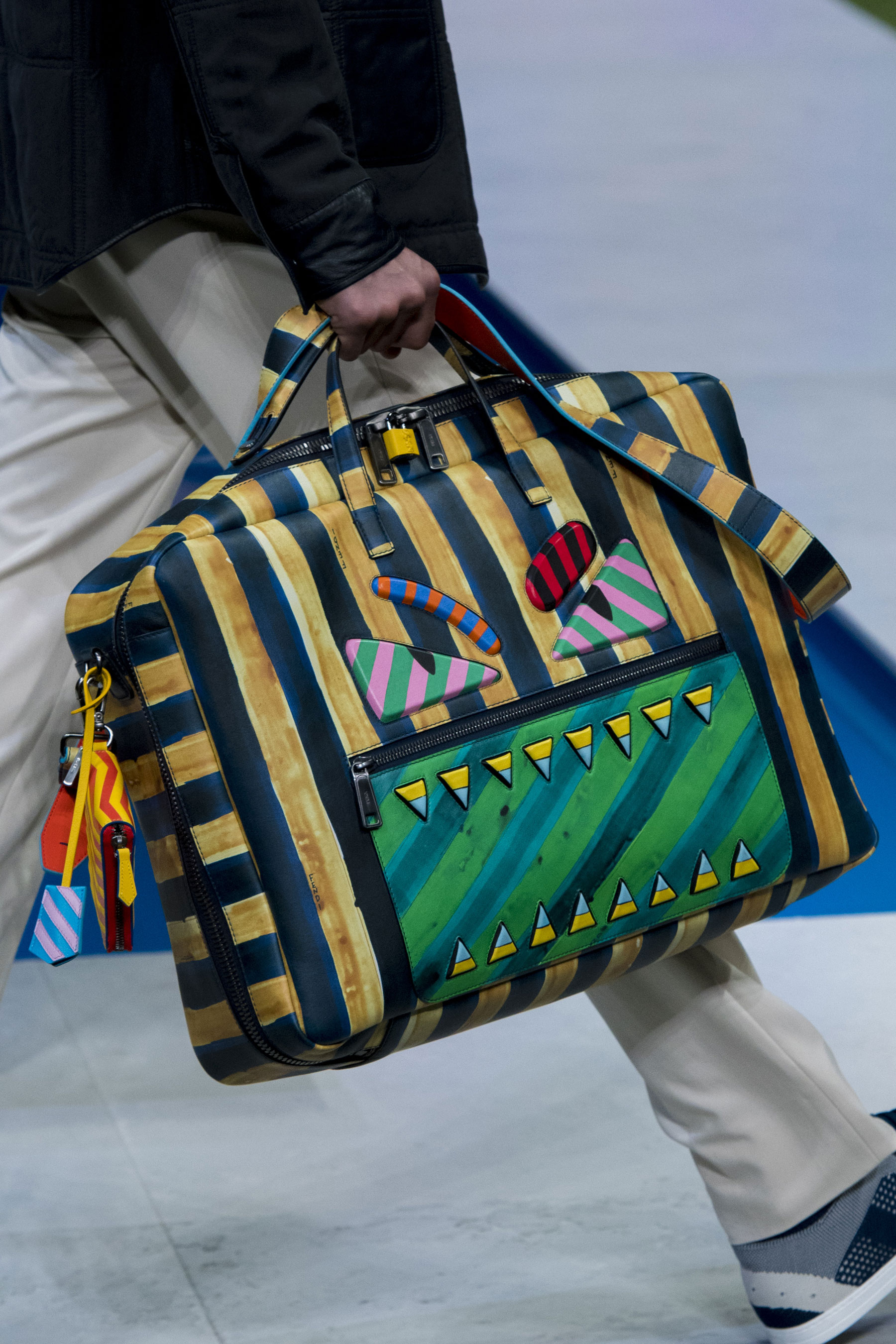 Fendi Mens Spring 2017 Painted Angry Face Briefcase