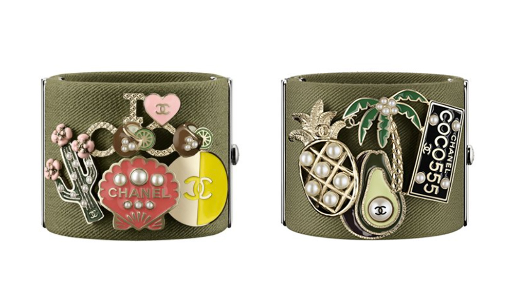 chanel-khaki-toile-cuff-with-charms